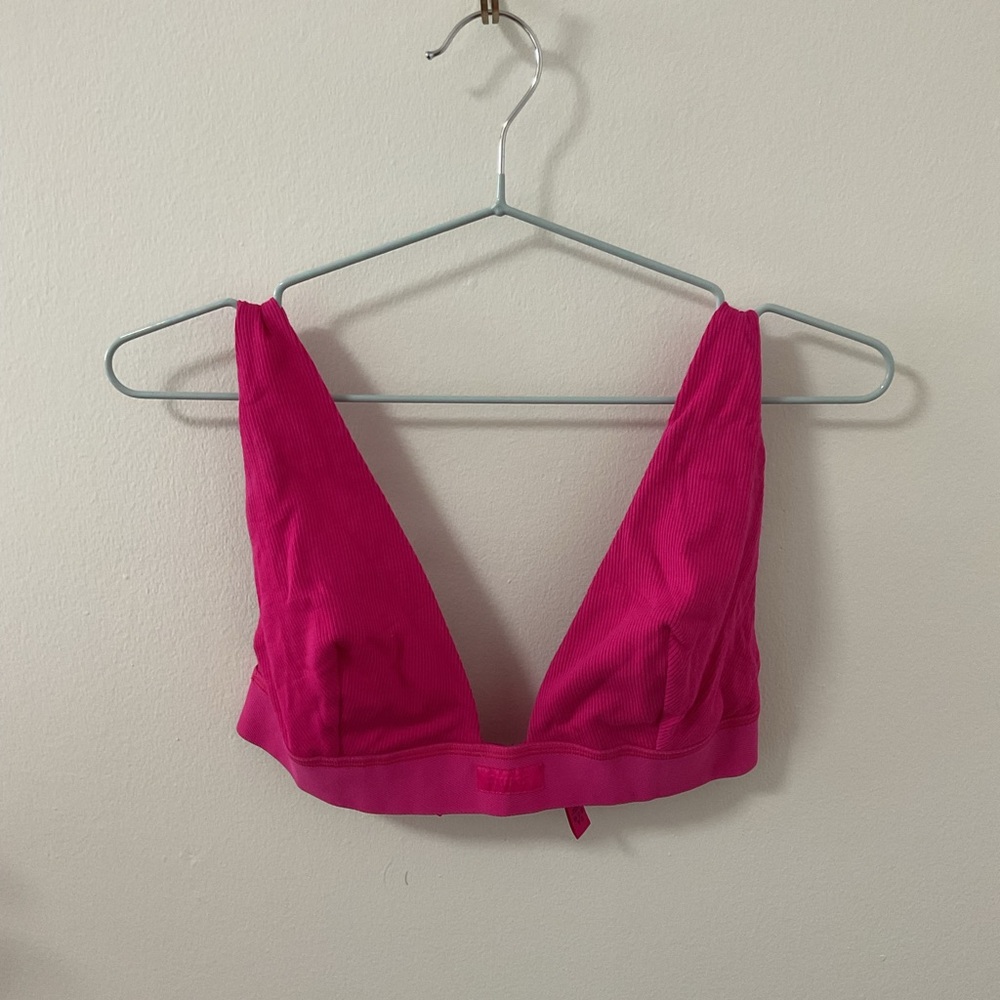 Skims Hot Pink V-Neck Bralette